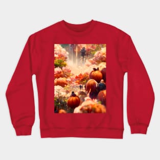 Fall Pumpkin Patch World City Street in Japan Beautiful Halloween Autumn Crewneck Sweatshirt